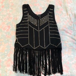 Black and gold short sleeve shirt with gold studs